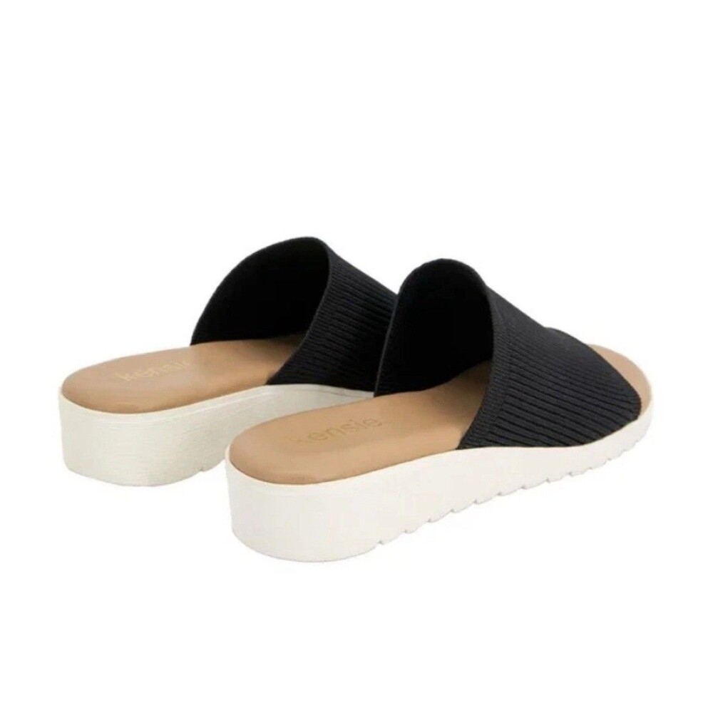 Kensie Ellie KS251610 Women's Size 8 Knit Slip On Sandals Black New - Picture 3 of 5